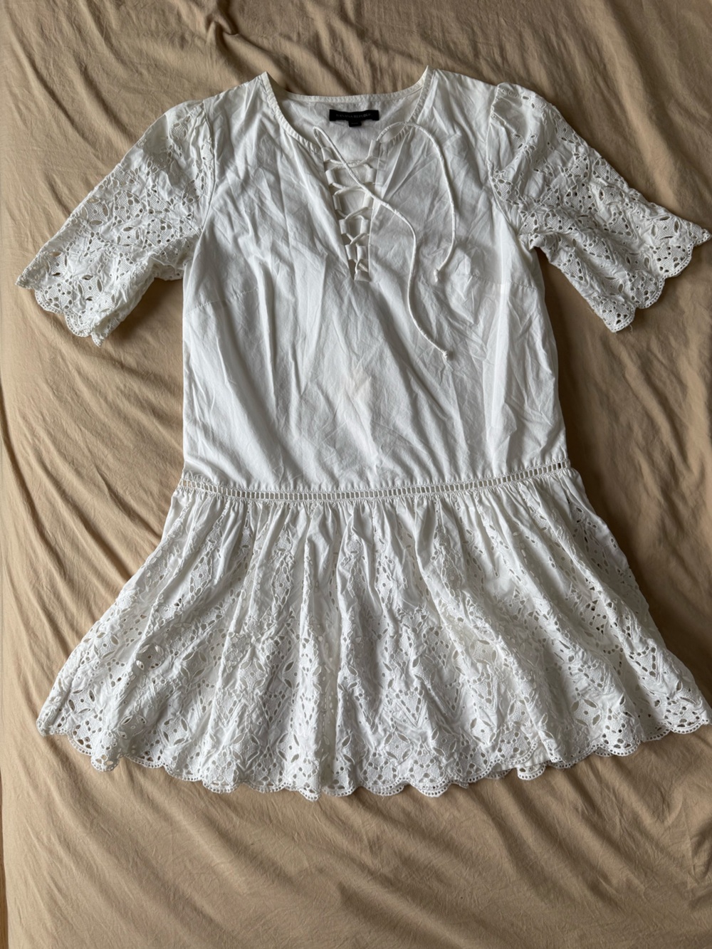 Banana Republic White Eyelet Midi Dress